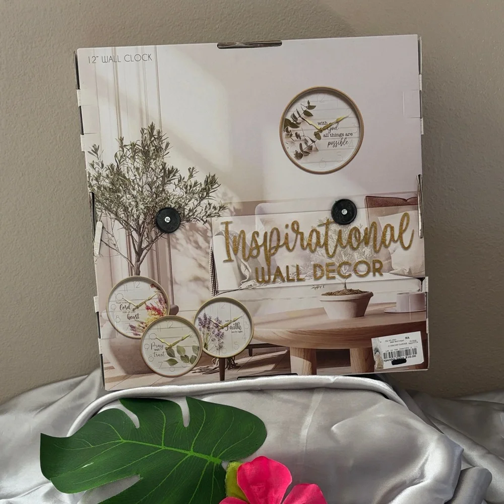 Inspirational Wall Clock with Gold Accents
